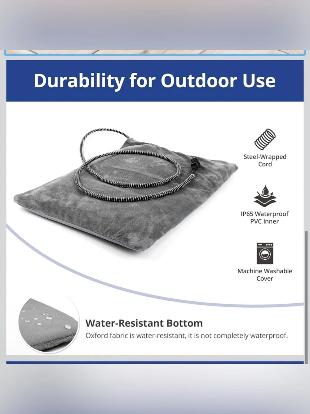 Plush Gray Dog Bed Cushion - Cozy Indoor/Outdoor Mat